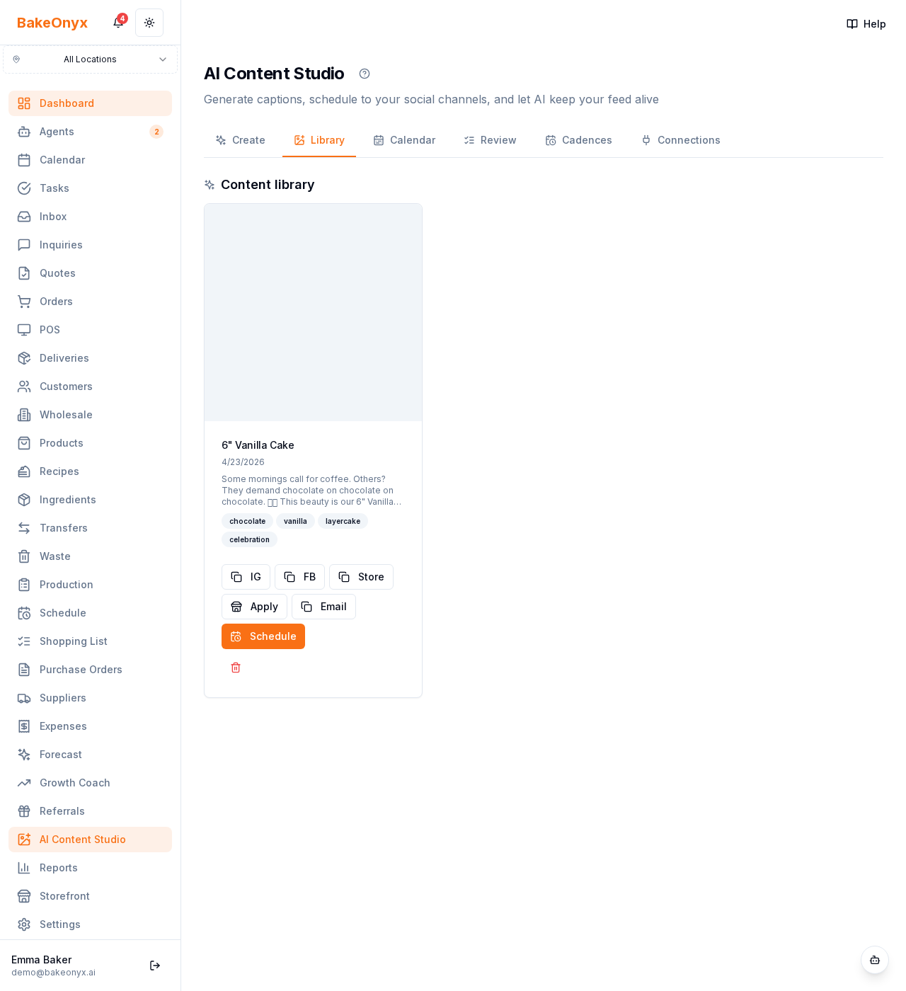 Content Library page