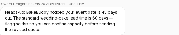 AI assistant label on a message