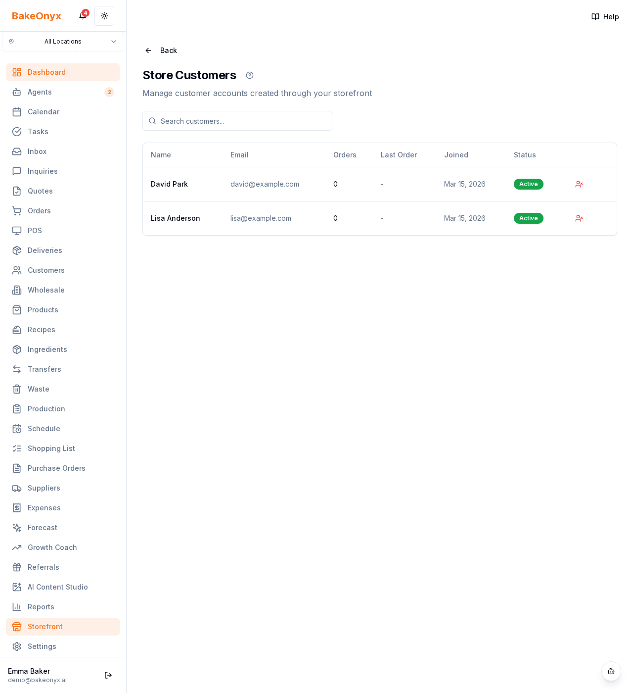 Store Customers page